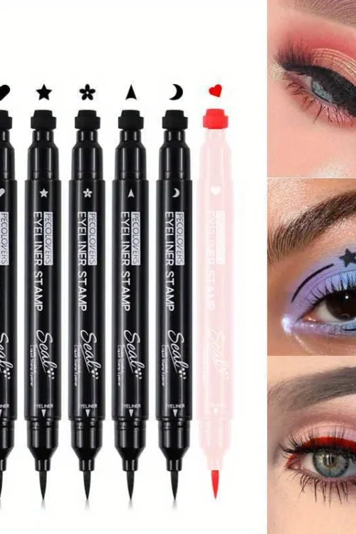 7 Styles Eyeliner Stamp Pen Red Black Liquid Eyeliner Pen Double-ended Lazy Eye Liner Pencil Fast Drying Waterproof Eye Makeup