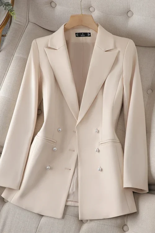 Fashion Autumn Blazer Women’s Long Sleeved Jacket Pioneer Office Three Split Solid Women’s Jacket Pink Black Beige Blazer Women